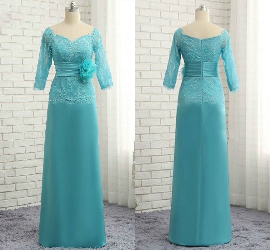 

Elegant Lace Chiffon Hunter Mother of the Bride Groom Dresses Zipper Back Plus size Illusion Sleeves Beaded Sequins Wedding Guest Party Gown