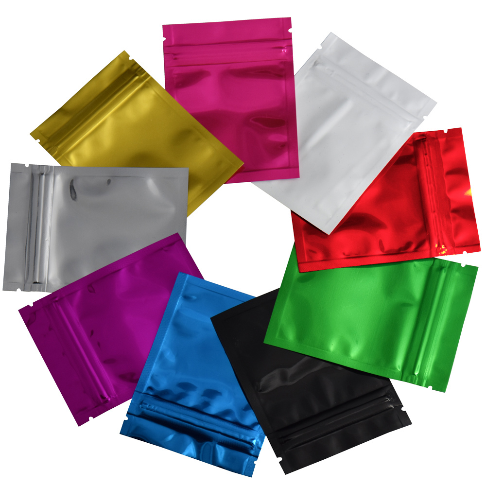 

7.5*10cm 9 Colors Zipper Top Mylar Foil Bag Reclosable Aluminum Foil Zip Lock Package Bag Heat Sealable Food Grocery Sample Bags 100Pcs/lot