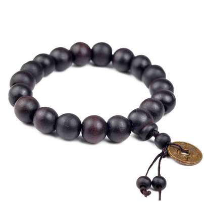 

Hot Buddhist Bracelet Wood Buddha Bracelet Yoga Bead Bracelets Copper Coin Bangle Jewelry Men Women Mala Wrist pulsera hombre