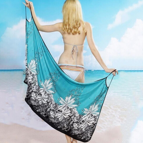 

Women Beach Dress Sexy sling beach wear dress sarong bikini cover-ups wrap skirts towel Open-Back swimwear
