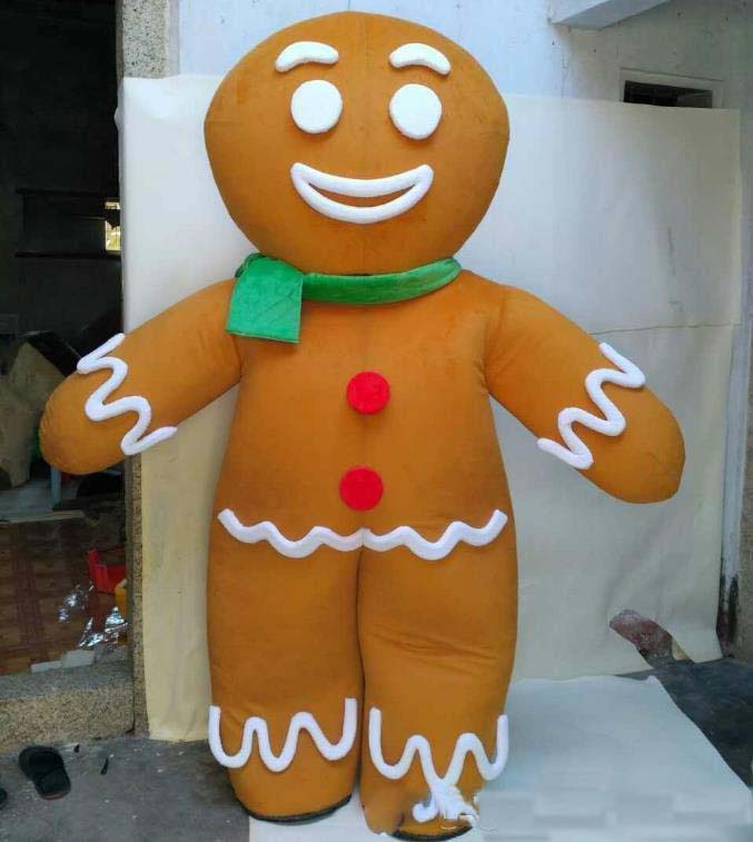 

2018 Factory direct sale happy Gingerbread Man mascot costume for adult to wear for sale, Brown