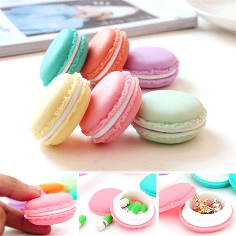 

Mini Cute Candy Color Macarons Jewelry Ring Necklace Carrying Case Organizer Storage Box For Women Girl