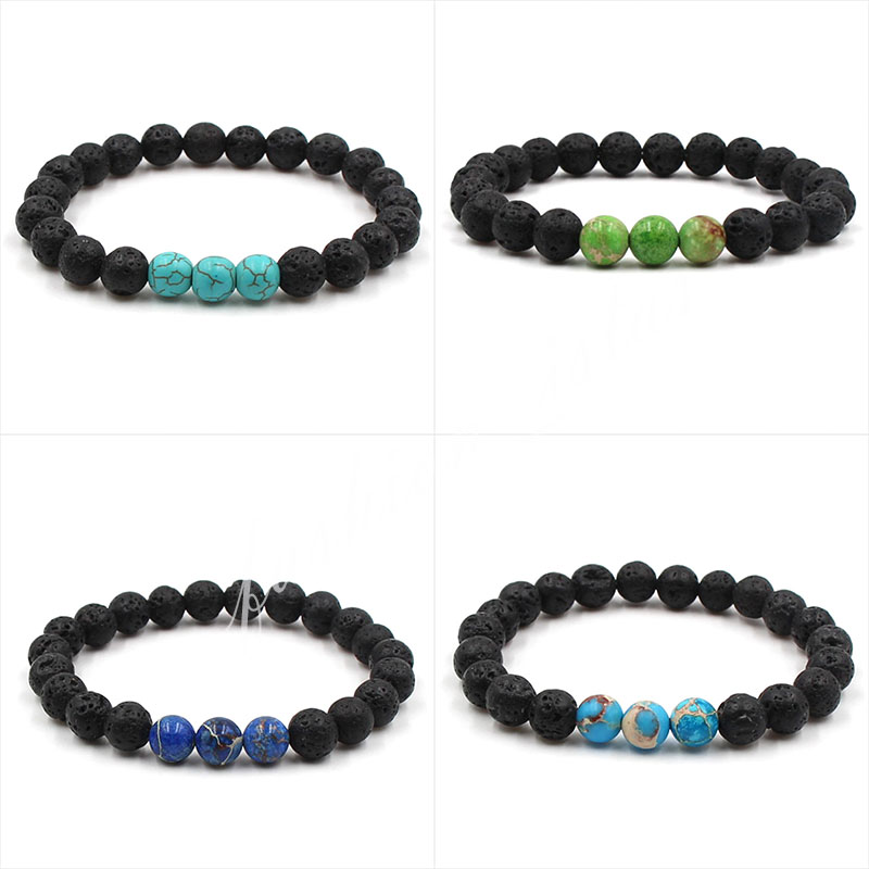 

Essential Oil Perfume Diffuser 8mm Black Lava Stone Beads Bracelet