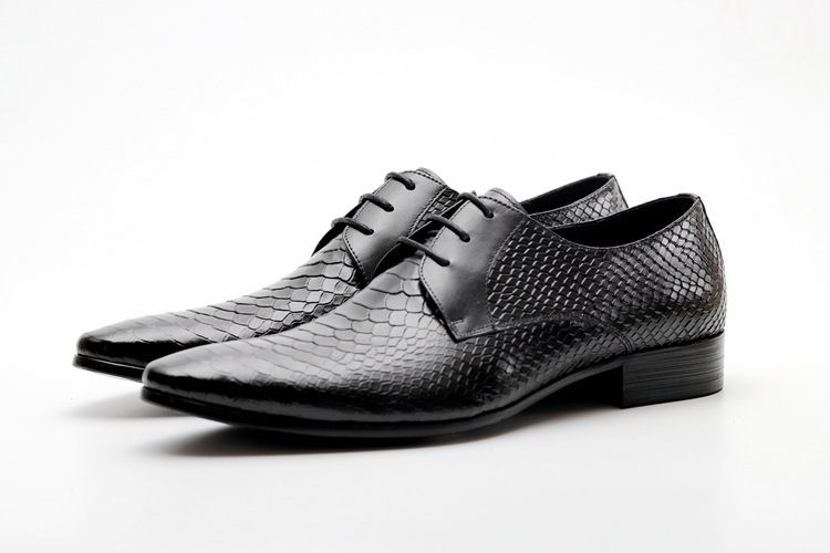 

British Men Red Formal Shoes Fashion Pointed Toe Python Snake Pattern Lace Up Dress Shoes For Man Leather Leisure Shoes, Brown