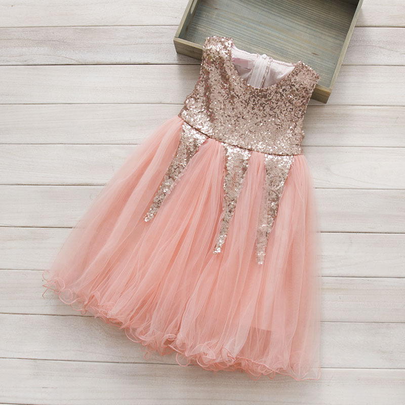 Girls 3 to 8 years Sequined summer dresses, children party/wedding/dance tutu clothes, baby kids boutique clothing, R1ES505DS-44-image-458544080