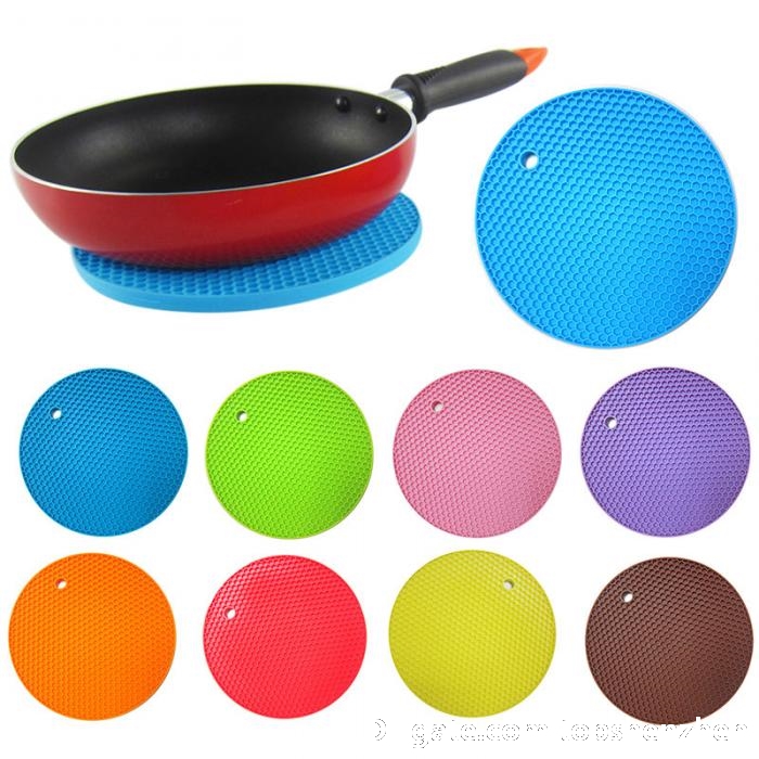 

Multifunctional Round Silicone Non-Slip Heat Resistant Pot silicone table mats Coaster Cushion Place Mat Pot Holder Kitchen Accessories