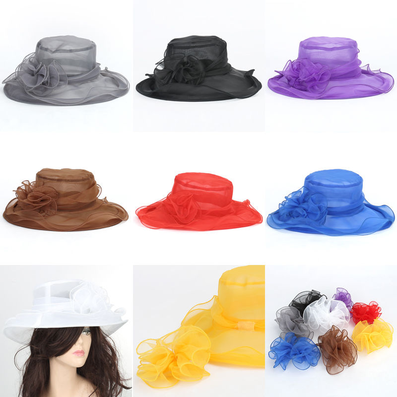 

Fashion Women Sun Hat Sweet Lace hat Perspective Floral Wedding Kentucky Derby Wide Brim Foldable Beach, Multi