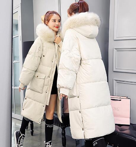 New winter women's long thick fur collar hooded cotton Outerwear Parkas jacket