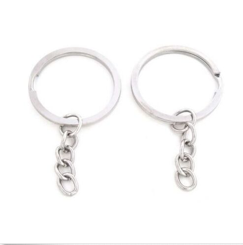 

200pcs Hot Sell! Silver Color 25mm Key ring Split Ring With Short Chain Rings Women Men DIY Accessories, Slivery;golden