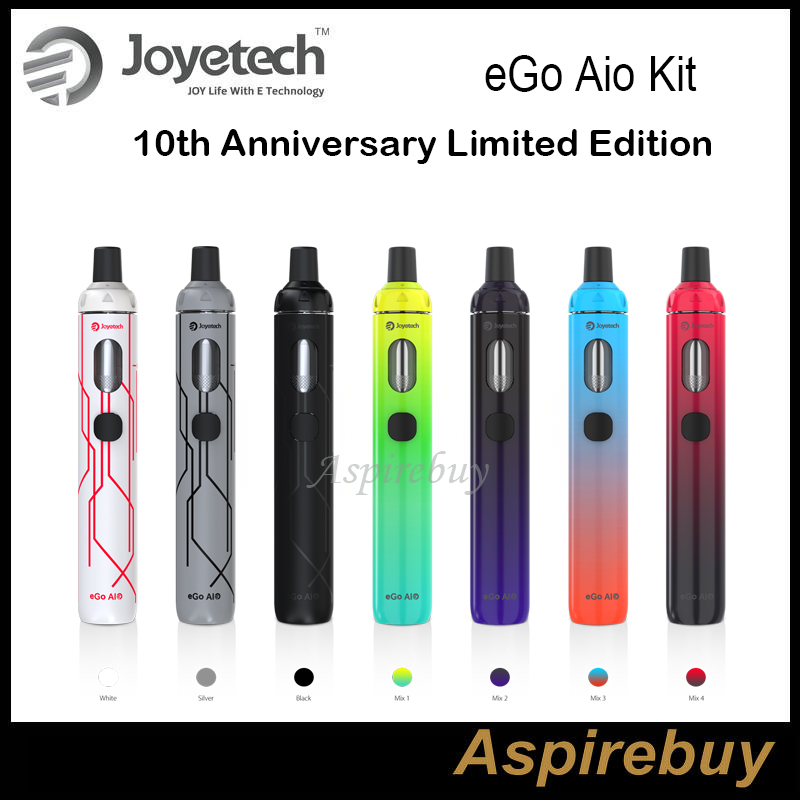 

Joyetech eGo Aio Kit 10th Anniversary Limited Edition All-in-one Style Device with 1500mAh Battery and 2ml e Liquid Authentic New Mix Colors, Black