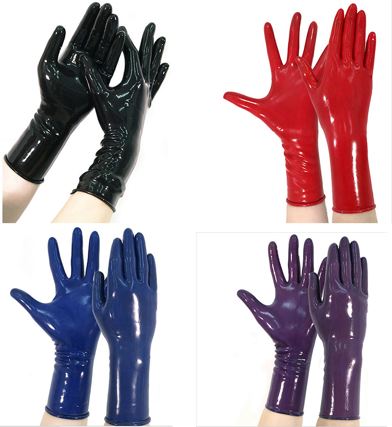 

2018 classic Latex Gothic Sexy Lingerie Women Short crimping Gloves Crimping Side Fetish Wrist No Fingers Female, Silver