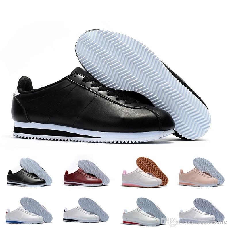 Classic Cortez Basic Leather Casual Shoes Cheap Fashion Men Women Black White Red Golden Skateboarding Sneakers Size 36-44