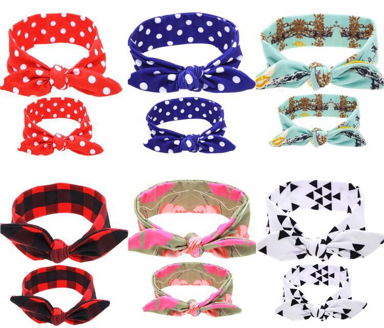

Mother and child pair Rabbit Ears Hair Ornaments Tie Bow Hair Hoop Stretch Knot Bow Cotton Headbands Hair Accessories Kid Cotton Elastic