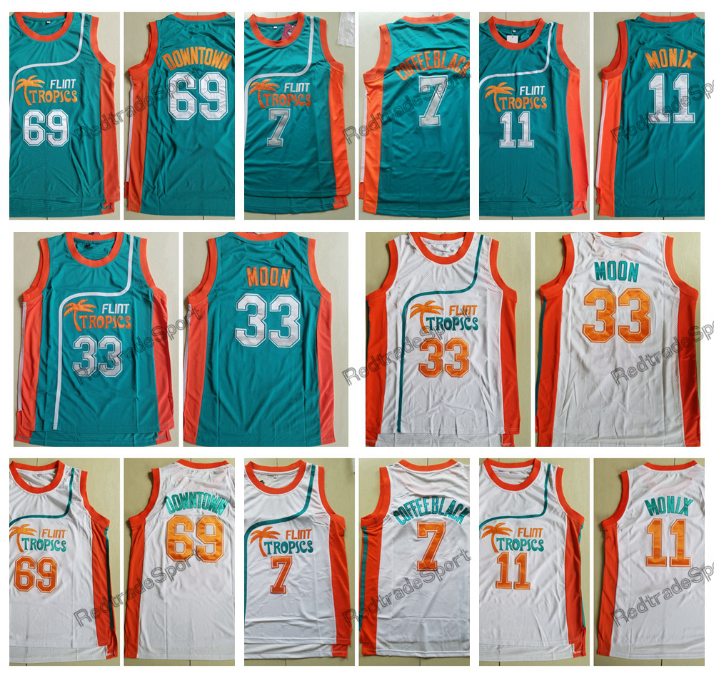 

Mens Basketball Jerseys Flint Tropics Semi Pro 33 Jackie Moon 11 Ed Monix 7 Coffee Black 69 Downtown Funky Stuff Malone Stitched Shirts teal Green S-XXL, White 11
