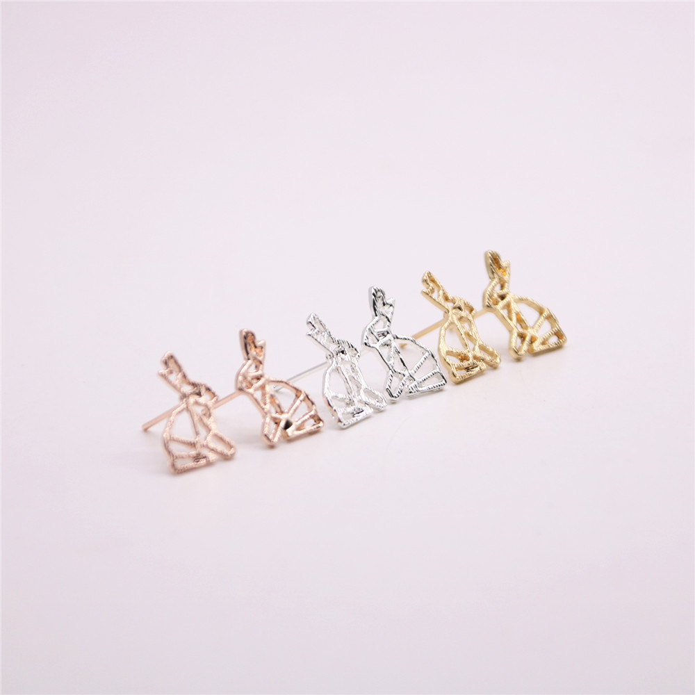 

Fashion Origami Barney Rabbit silver studs earrings Jewelry For Women wholesale free shipping Cute design latest version of the earrings, Golden;silver