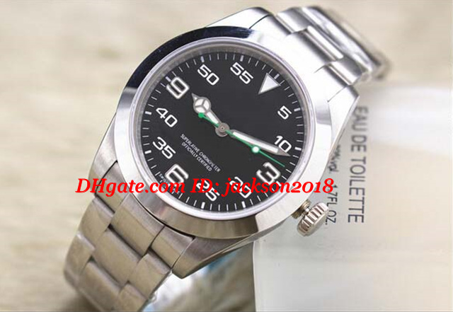 

luxury watch men watch stainless steel strap black dial green pointer automatic movment sapphire glass mirror men's watches, Slivery;brown