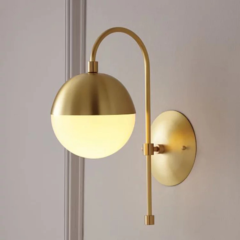 Art Retro Wall Light Modern Copper Wall Lamp Bathroom Mirror Lights Creativity Bedroom Bedside Glass Ball Sconce For Home-image-414219656