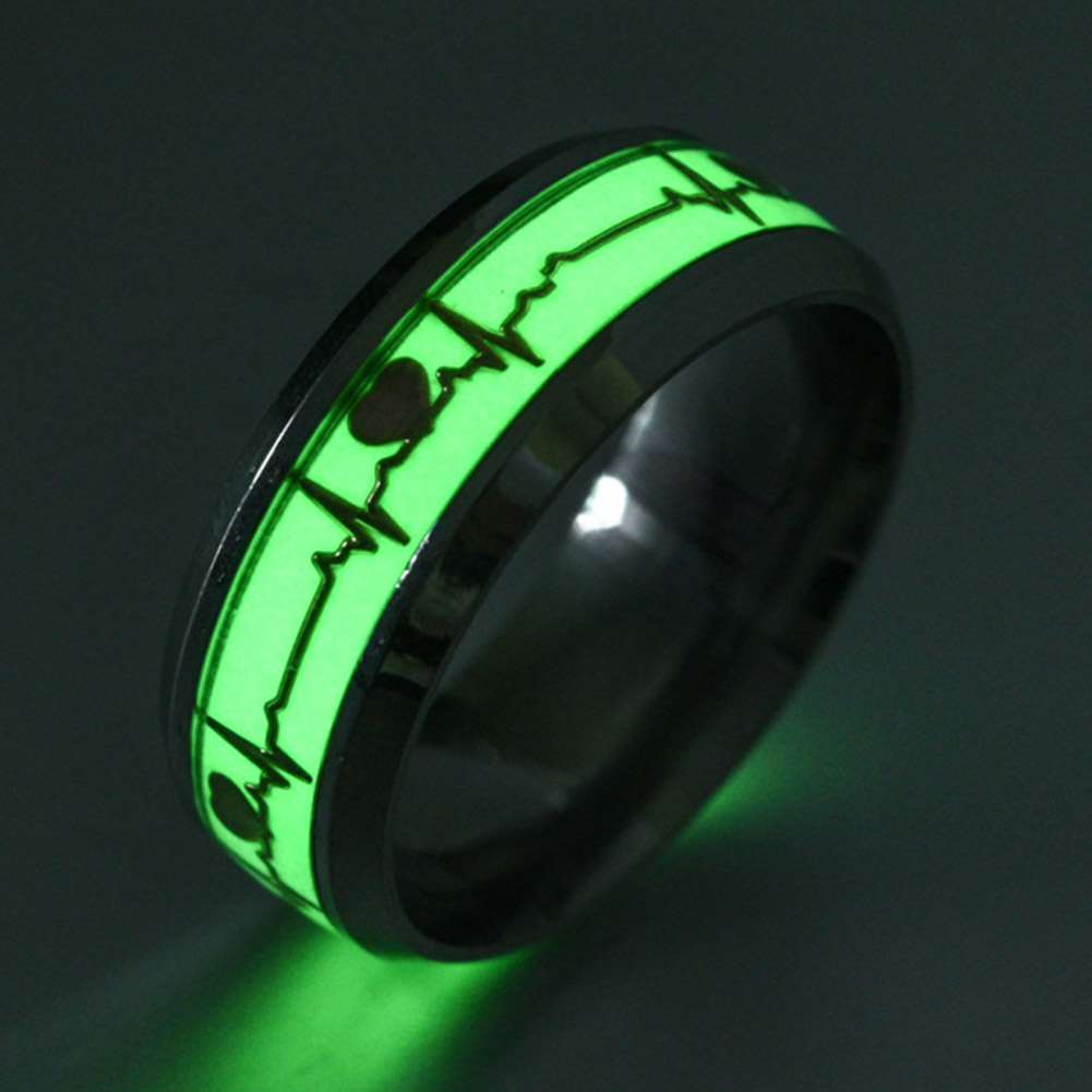

Heart Shape Luminous Ring Glowing in Dark Couple Rings For Friends Gift Stainless steel Jewelry wholesale, Golden;silver