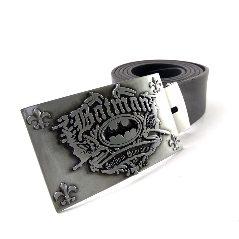 

High quality batman PU leather belt vintage buckle belt for jeans Mens big buckle belts 130cm plus size, Black