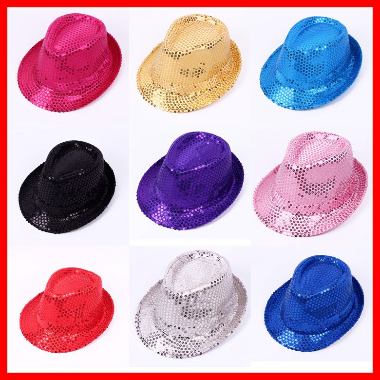 

Retail Hot Sale 9colors Baby Sequin Dance Show Jazz Hats Kids Fish Caps Bling Bling Fedora Cap Boys Girls Baseball Hats Children Ball Hats, Purple