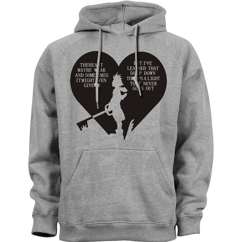 

Video Game Kingdom Hearts Kingdom hearts sora quote Hoodies Sweatshirts Casual Apparel Fashion Hoody Spring autumn season 437, Gray