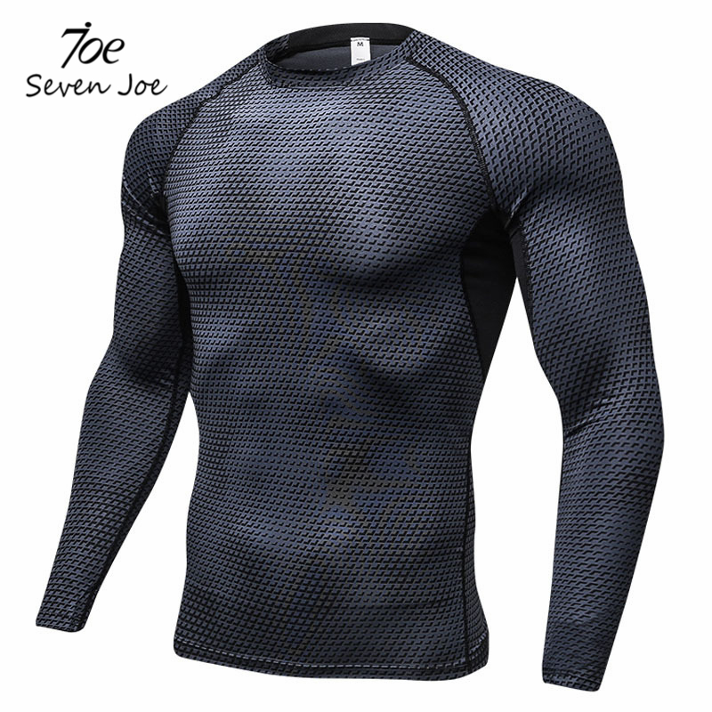 

Seven Joe New Compression Shirt long Sleeves T-shirt GYMS Fitness Clothing print quick Dry Bodybuilding Crossfit Lycra Tops, Black