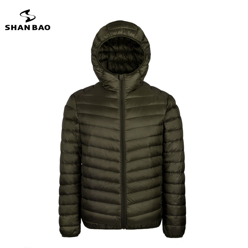 2018 autumn and winter new men's lightweight hooded down jacket zipper pocket solid color high-quality white duck down jacket Y181101