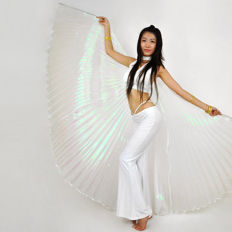 

2016 New Style Professional White Belly Dancing Costume Wing Belly Dance Transparent fabric isis wings Golden Color