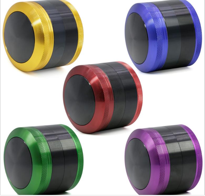 

New Four - Layer Aluminum Alloy Diameter 63MM Two - Color Convex Upper Cover Grinder Cigarette Smoking Set