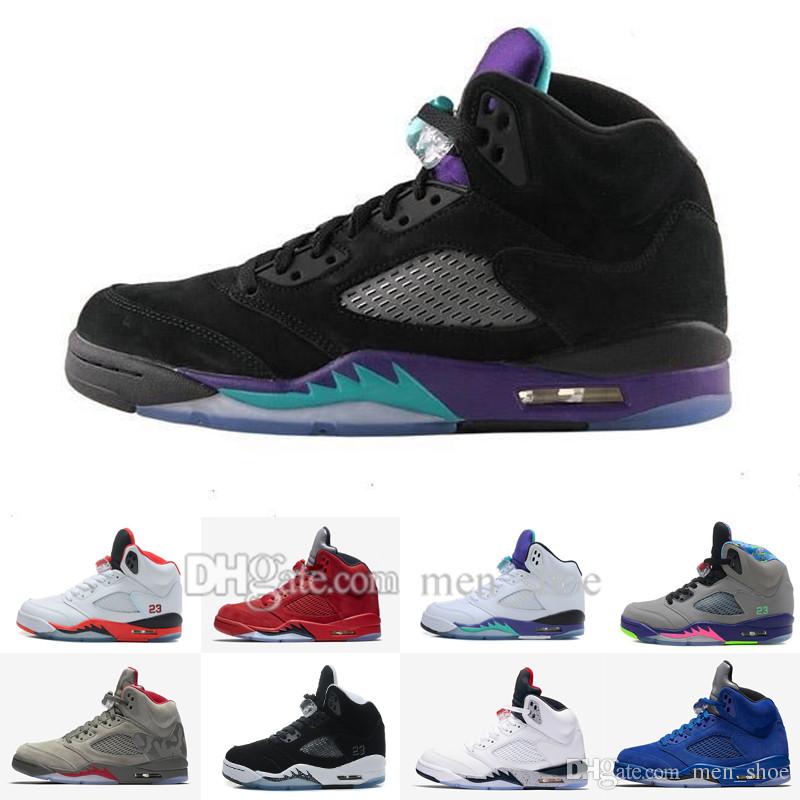 

5 white cement red blue suede women men camo basketball shoes Oreo bel air metallic black white grape 5s sports shoes sneakers, Fire red