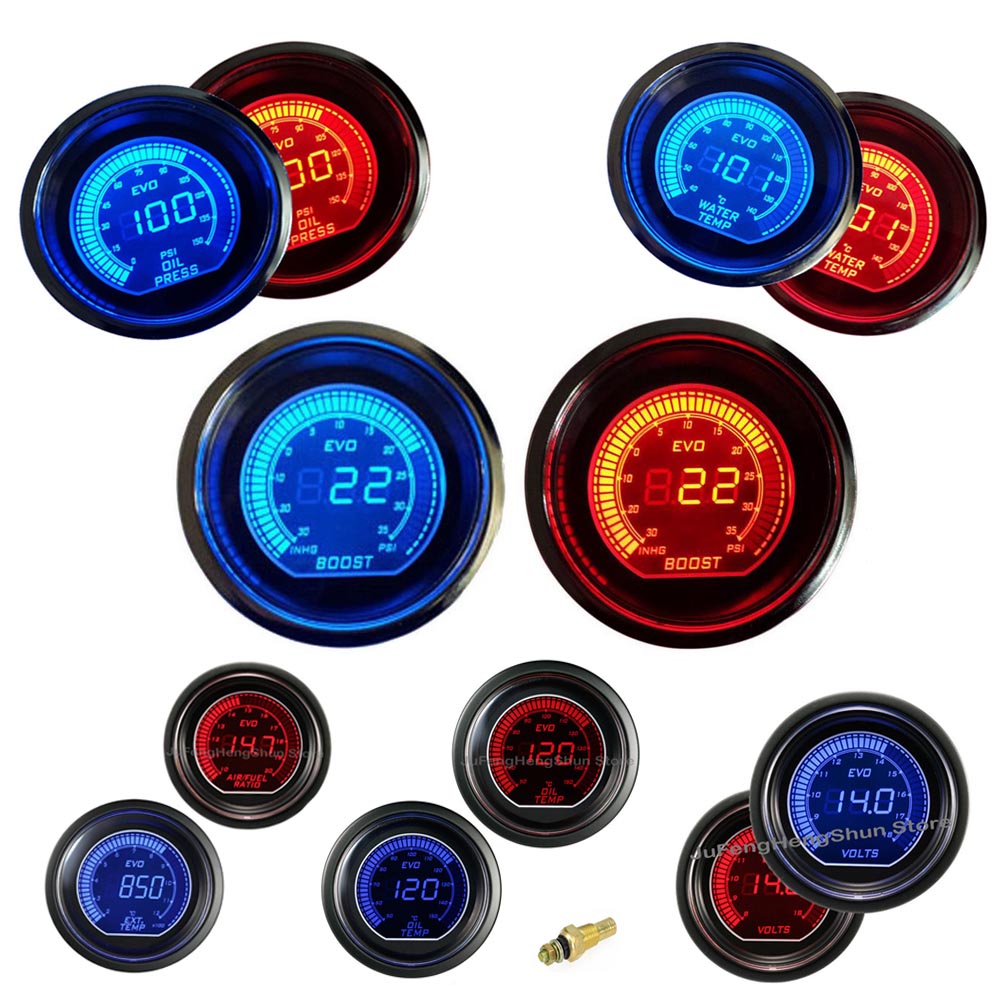 

2" 52mm Car Turbo Boost Gauge Water Temp Oil Pressure Air fuel Volt Meter Tachometer Exhaust Gas EXT Temperature instrument 12V