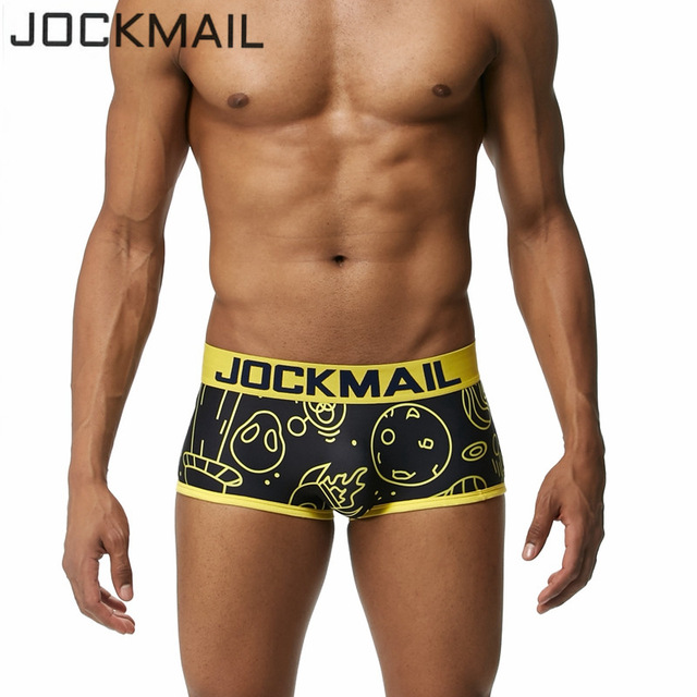 

JOCKMAIL Brand Mens Underwear Boxer shorts sexy mens trunks panties calzoncillos hombre boxer marca cuecas boxer Gay Underwear, Black