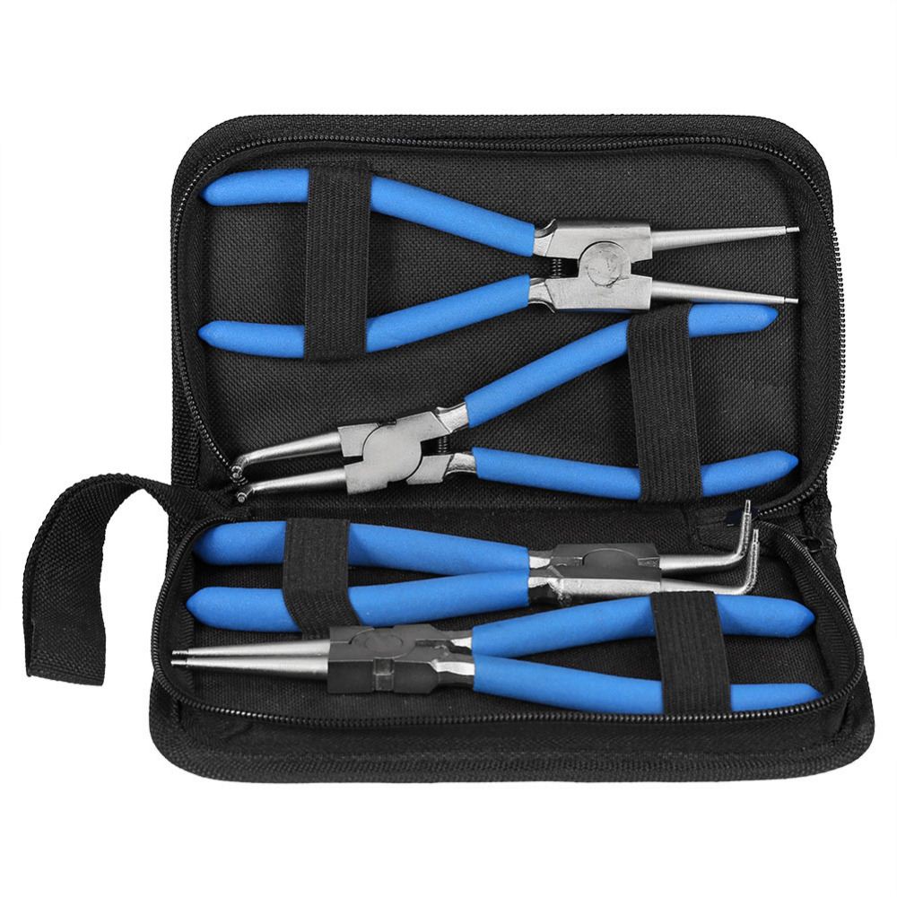 

4 pcs/Lot 7" Pliers Set Internal External Bent Straight Snap Ring Circlip Pliers Tool Kit With Bag ferramentas Multitool