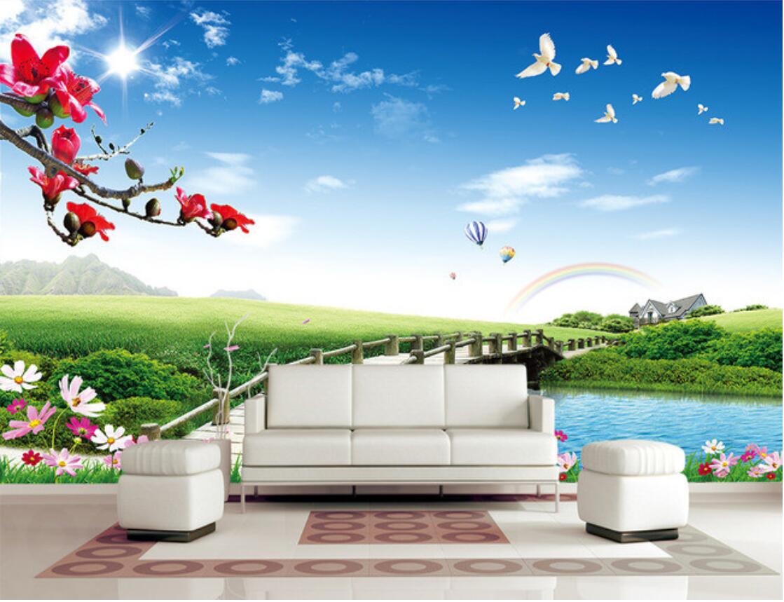 

3d wallpaper custom photo mural Landscape painting, pigeon wood bridge, landscape murals wallpaper for walls 3 d, Picture shows