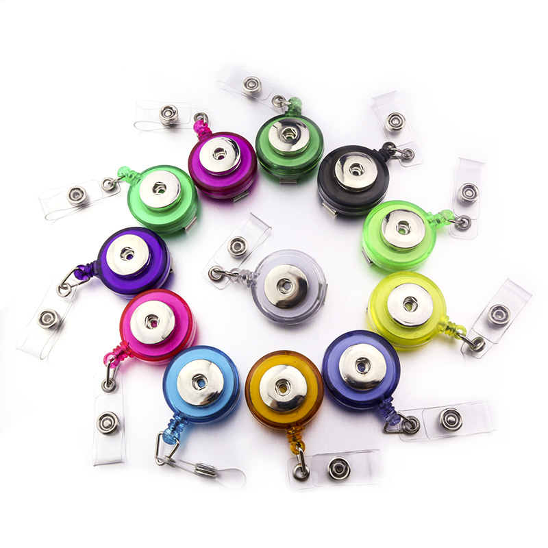 

Retractable Ski Pass ID Card Badge Holder Reel Pull Key Name Tag Recoil Reel Fit 18MM Snap Button Jewelry For School Hospital company