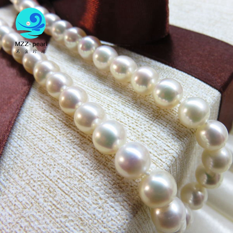 

simple necklace 8-9mm white cultured off round pearl necklace,strand of natural cultured pearls classic design