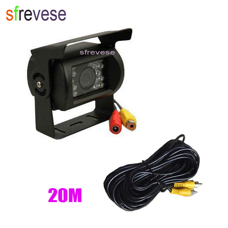 18 LED IR Vision nocturne vue arrière de voiture caméra de recul de recul avec câble vidéo de 20 m pour véhicule Bus camion 12 V-24 V