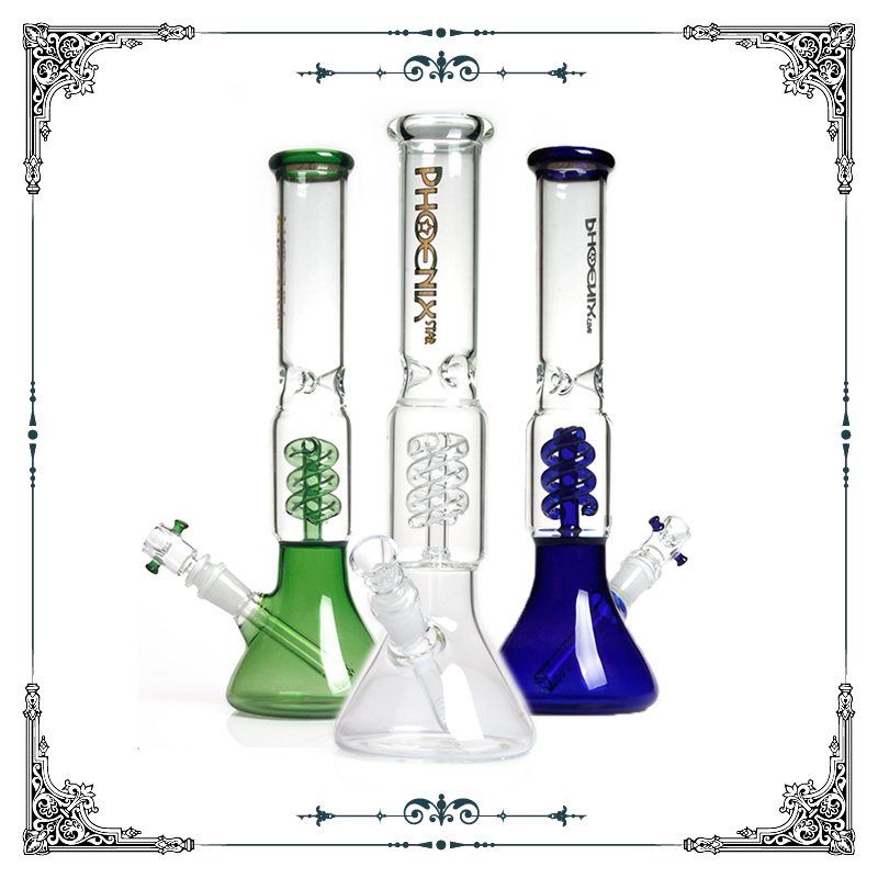 

14 inch phoenix glass beaker bongs with helix perc bong glass smoking water pipe ice catcher bong percolator hookah with downstem water bong