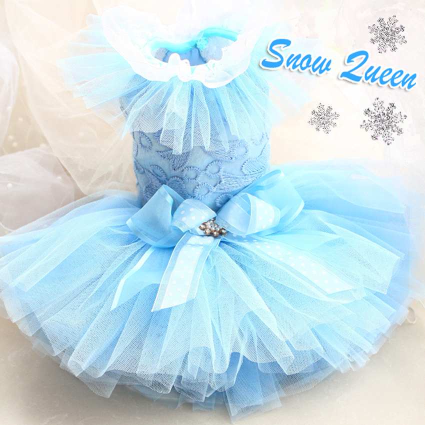 

Free shipping Advanced custom snow queen 12 layers lace sleeve tulle dog clothes evening dress pet ropa perro mascotas roupa cachorro, Blue
