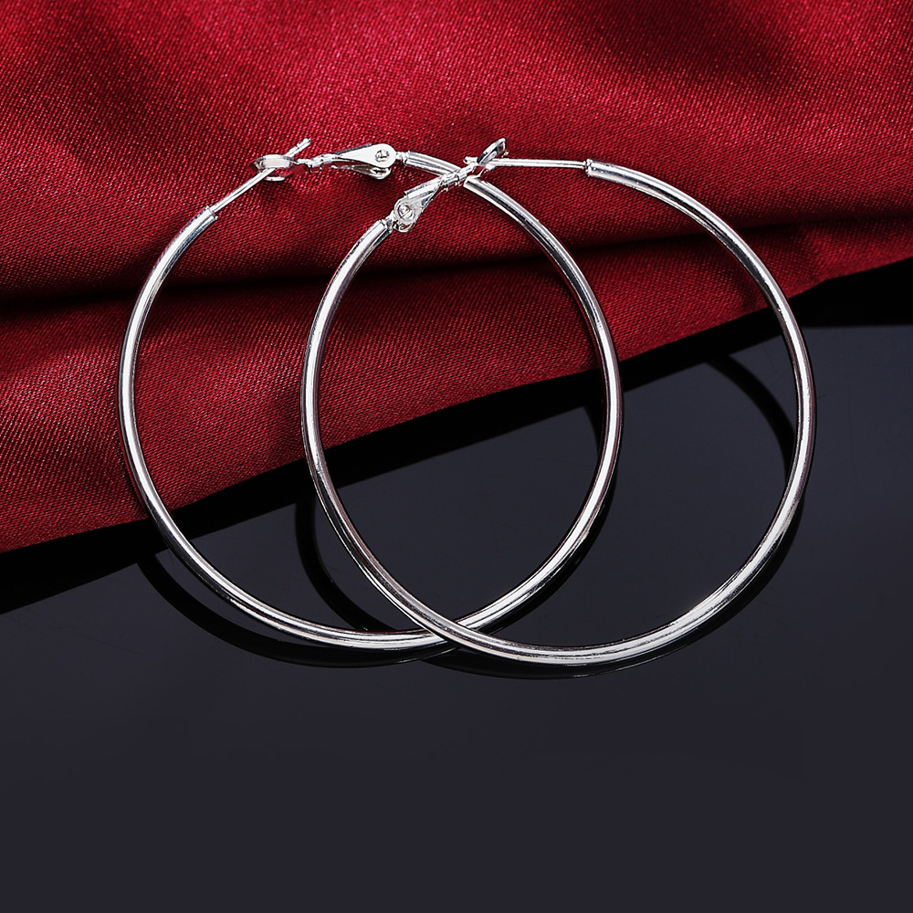 

Women Silver Hoop Earrings Large Big Round Circle 925 Silver Hoops Creole Jewelry 25MM 40MM 50MM 55MM 60MM Dropshipping 2018
