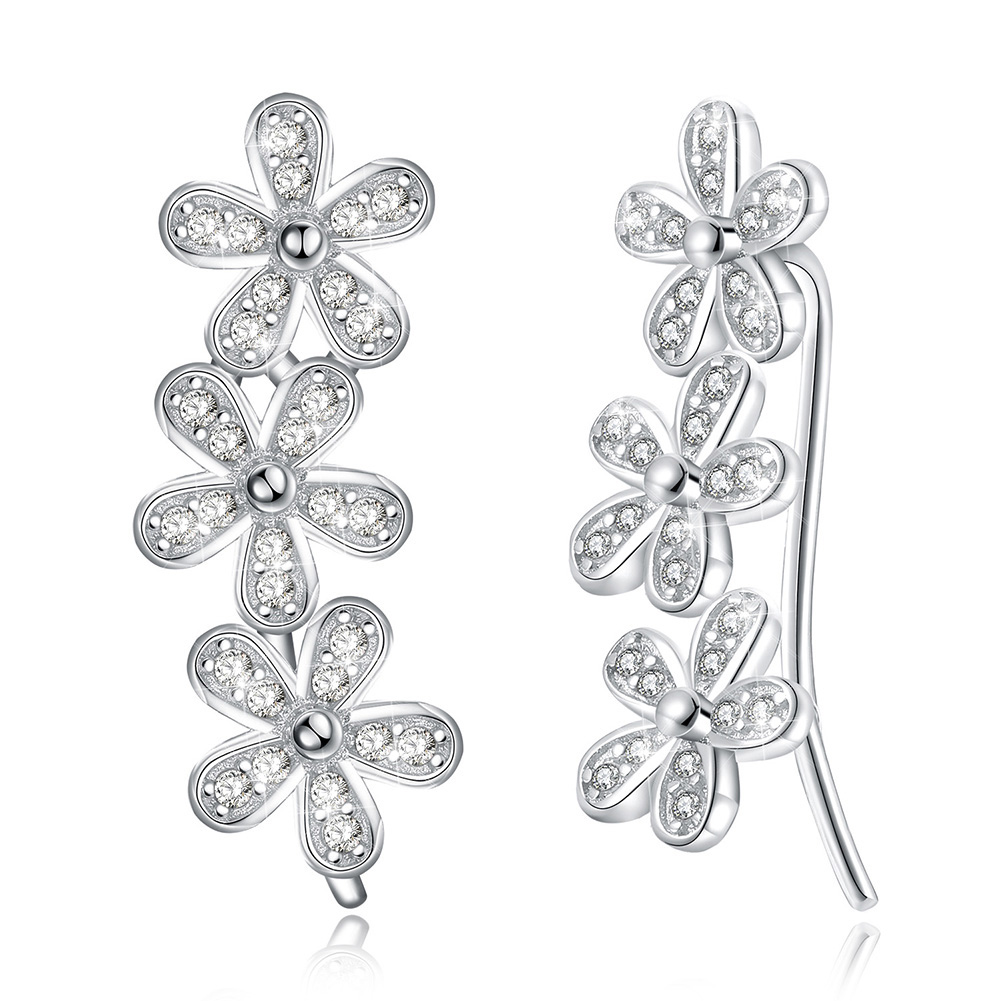 

Full Cubic Zirconia Daisy Flower Ear Crawlers Sweep Cuff Hook Earrings 1 Pair