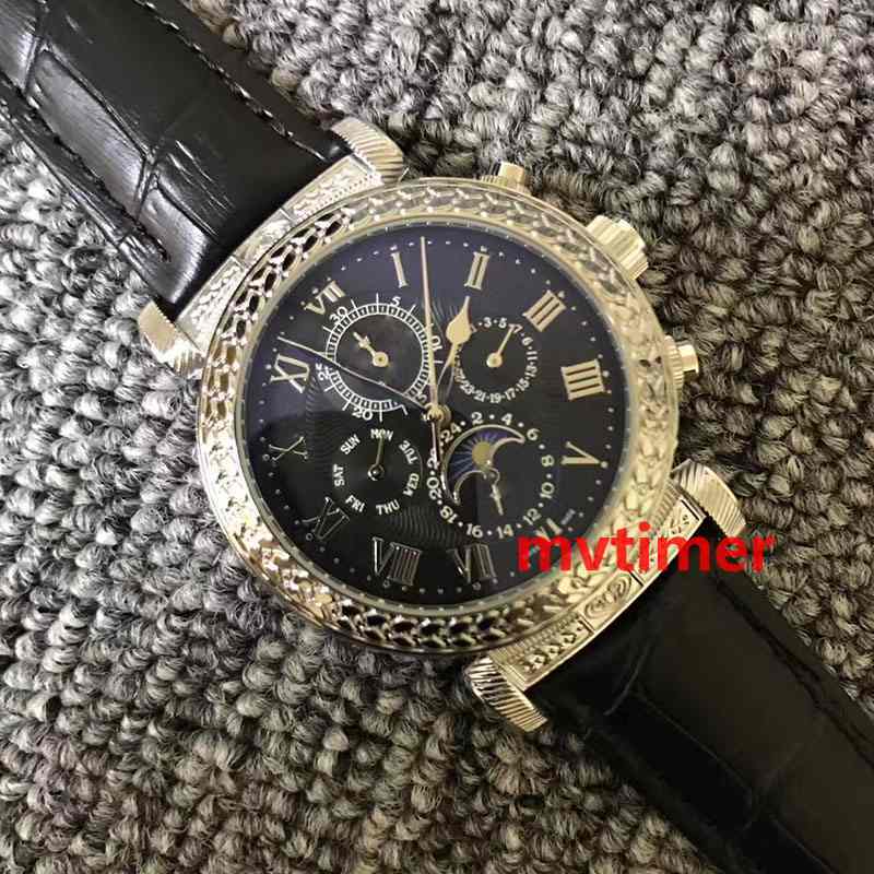 

Luxury Womens Fashion Leather Mens PP SKY MOON Tourbillon Designer Men Engraving Case Wristwatch Automatic Watches Watch