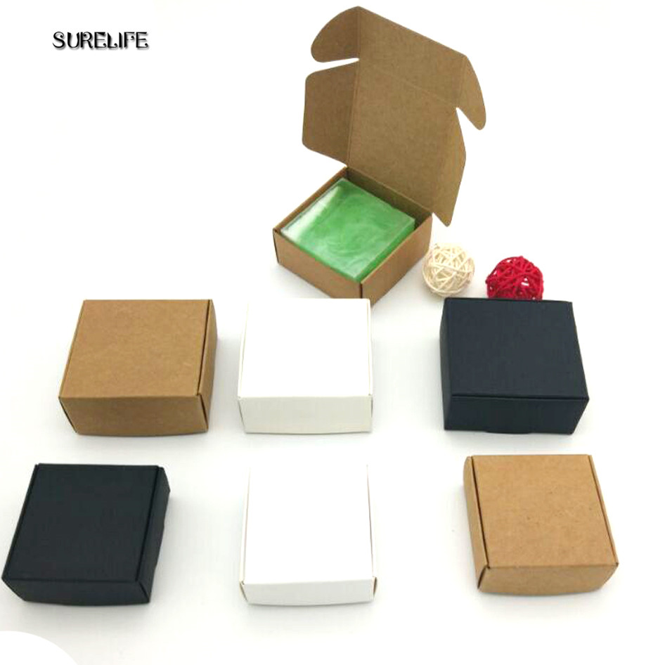 

100pcs Black kraft soap packaging box white Brown Kraft soap Box, black Gift cookies Boxes ,Wedding candy box