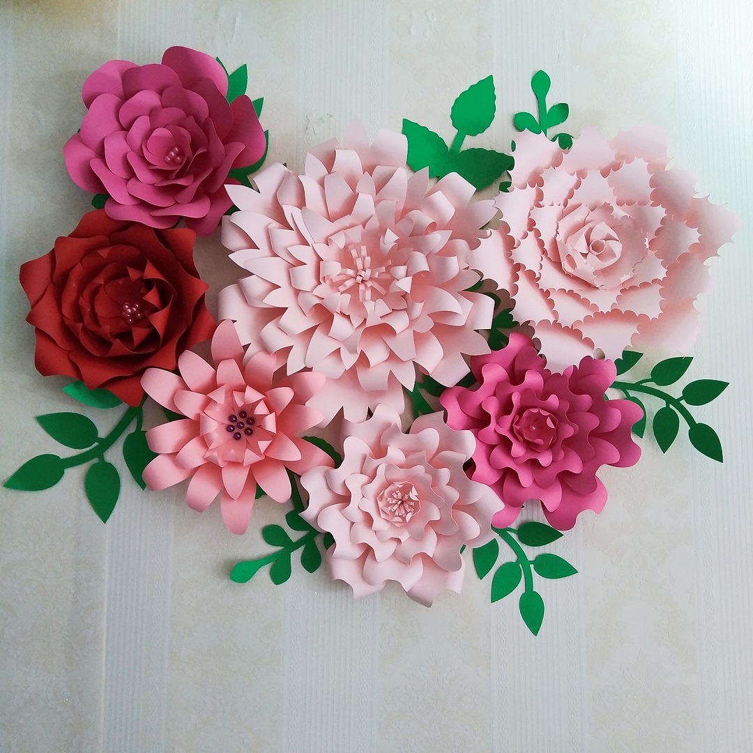 

Craft supplies Artificial Flowers Paper Flower Full Kits Giant Rose Flower For Baby Nursery Wedding Backdrop Mix 4 Colors DIY, Mix color