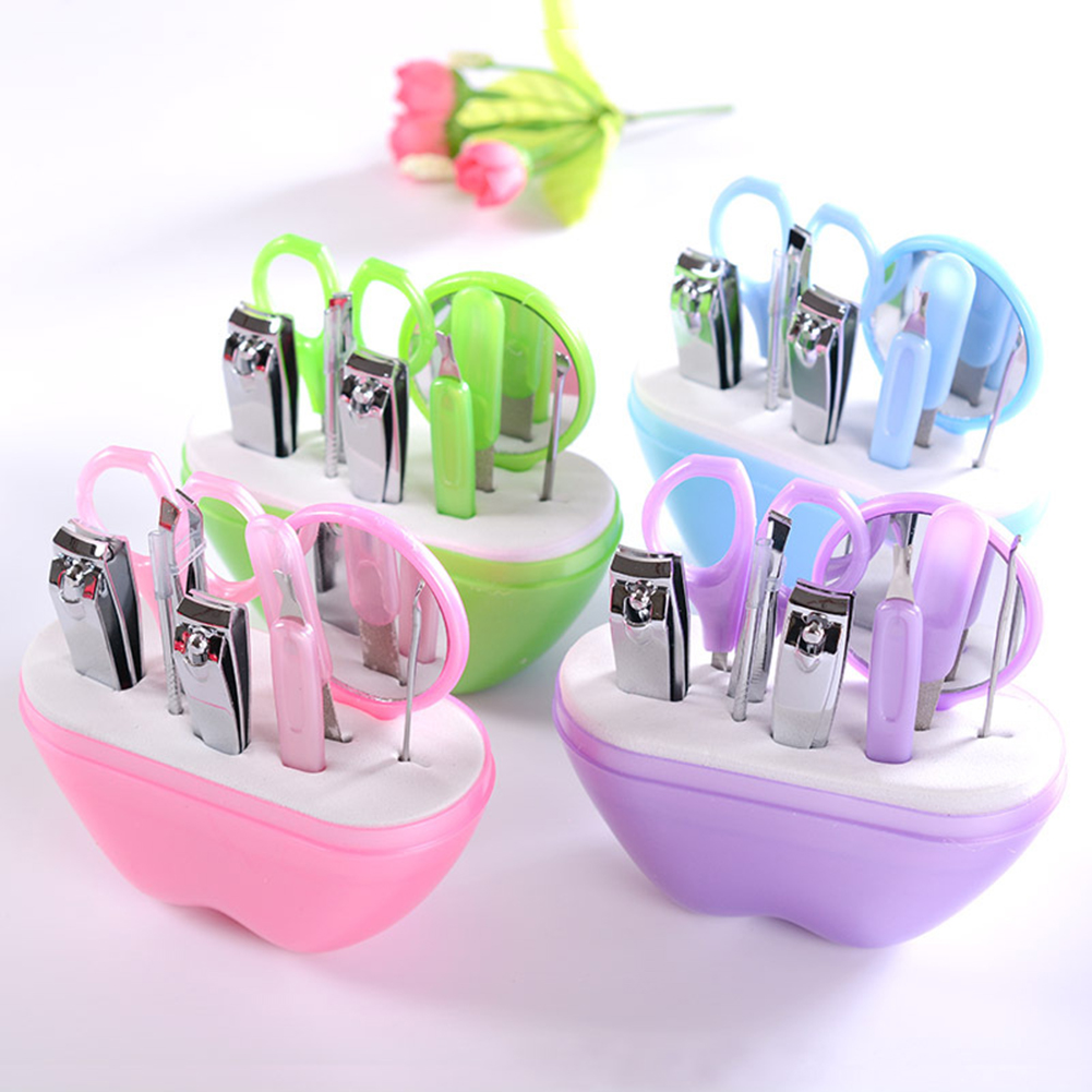 

Newest 4 Colors Apples Shape 9pcs Stainless Steel Manicure Set Nail Scissors Cosmetic Makeup Tool For Travel Nail Care Product, Pink
