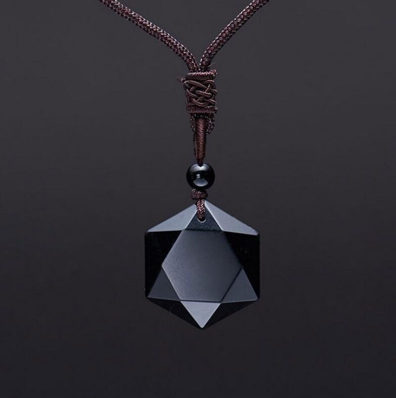 100/% nautural Fashion Obsidienne Energy Sculpture Quatre POISSONS Pendentif