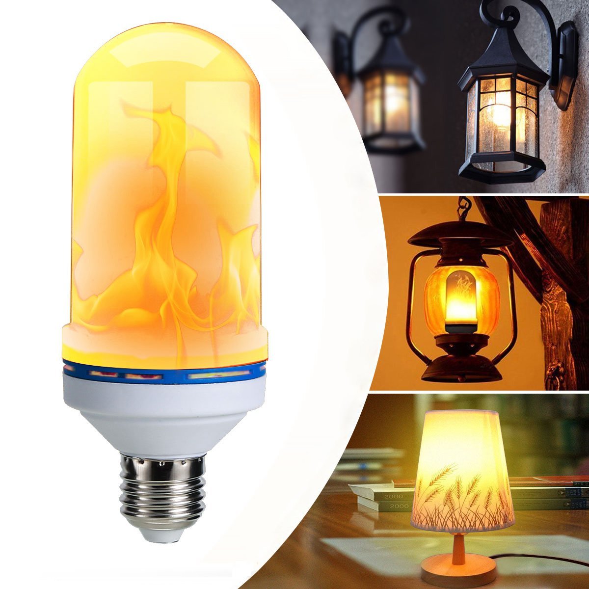 E27 9W 4 Modi LED Flammeneffekt Simulierte Natur Feuer Glühbirne Dekoration Lamp