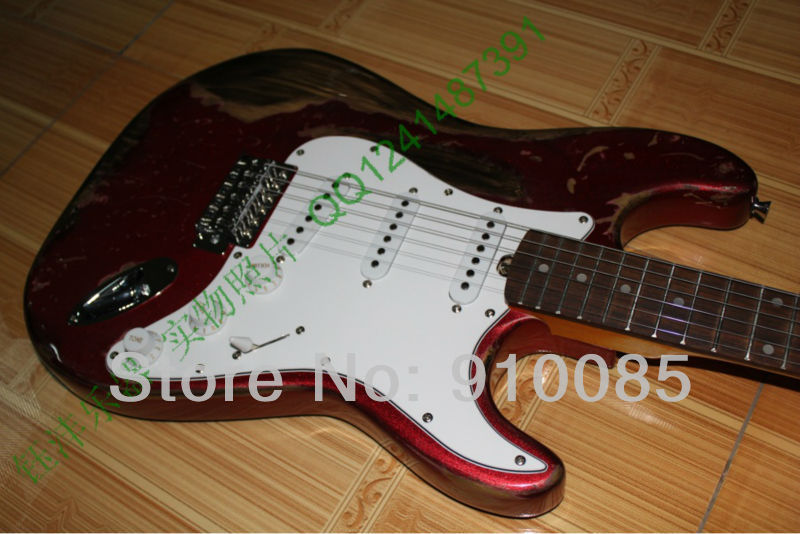

Free shipping HOT ! High Quality Ameican Vintage Metal Red standard ST Custom electric Guitar in stock
