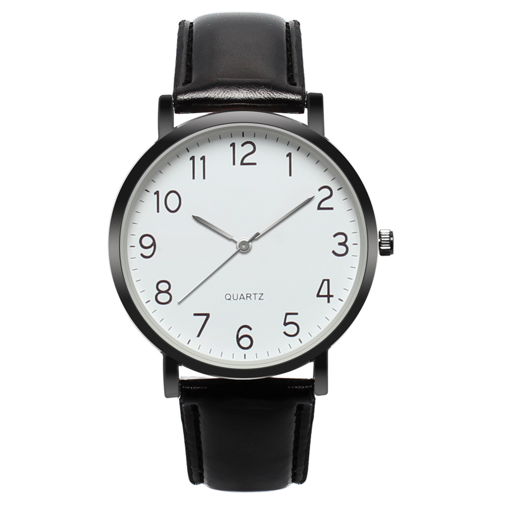 

wholesale fashion unisex mens women numbers 4 colors leather watch leisure ladies students dress quartz party casual wristwatches, Please choose colours