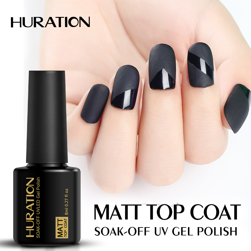 

Huration No Sticky Layer Top Matt Nail Gel Polish 8ML Scrub Soak Off UV LED Long Lasting Matt Gel Varnish Primer Art Lacquer, Transparent